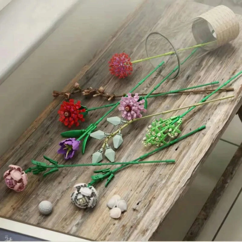 MOC Bouquet Romantic Flower Rose Bricks Toys