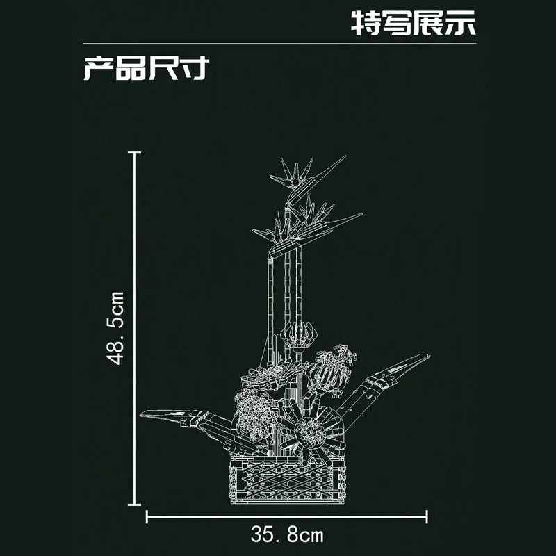 MOC Flower Bouquet Potted Birds Of Paradise Plant Bricks Toys