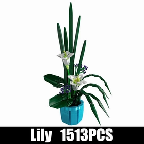 MOC Flowers Bouquet Bonsai Lily Potted Plant Bricks Toys