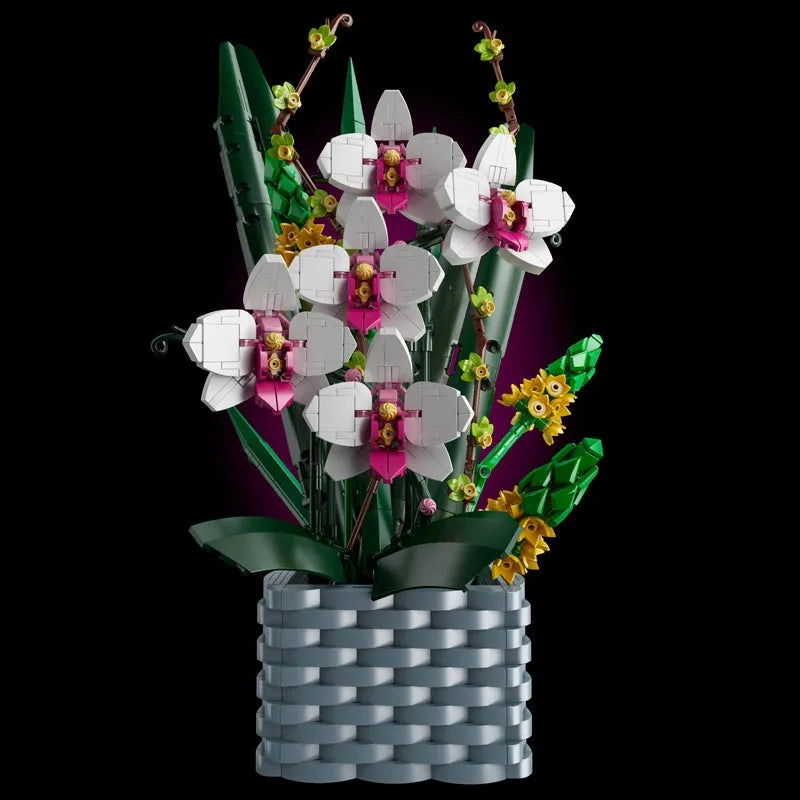 MOC Flowers Bouquet Potted Butterfly Orchid Plant Bricks Toy