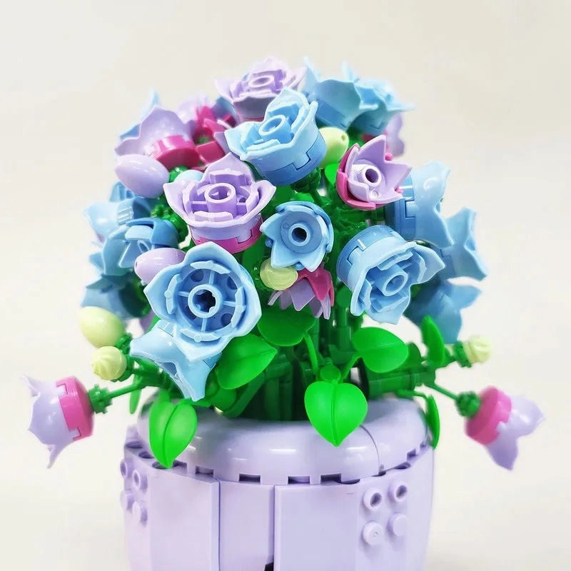 MOC Idea Potted Bellflower Plant Bricks Kids Toys