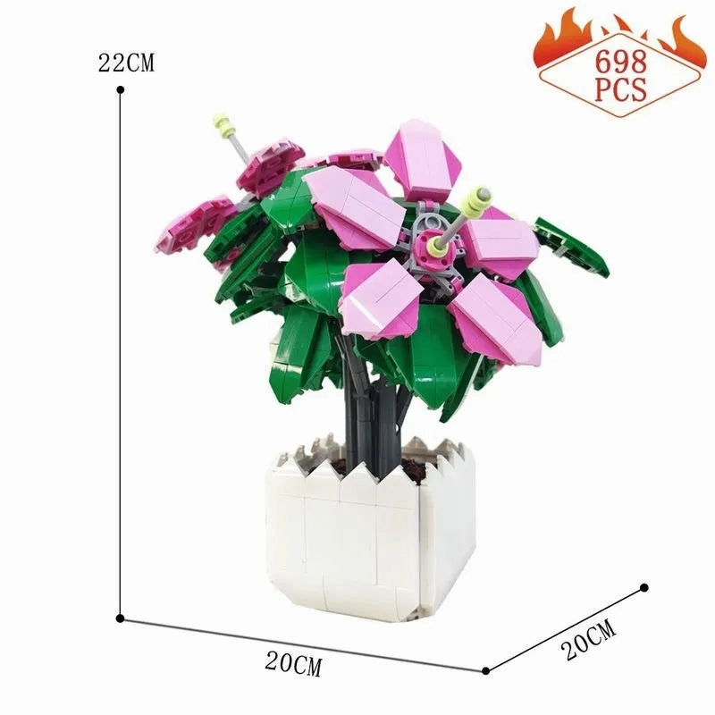 MOC Idea Potted Lyly Azalea Plant Bricks Kids Toys