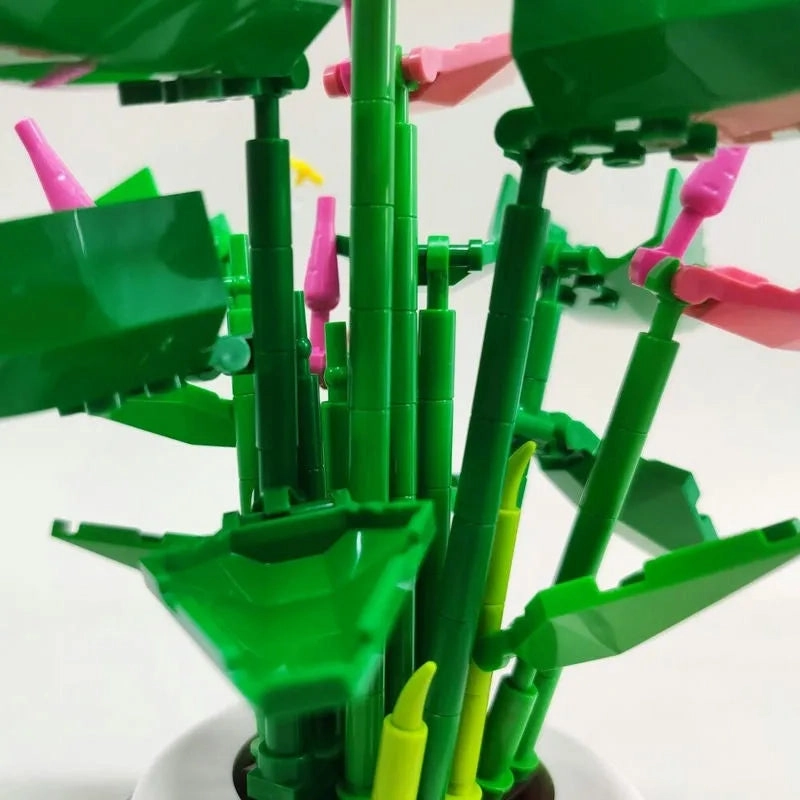 MOC Idea Potted Palm Pink Plants Bricks Kids Toys