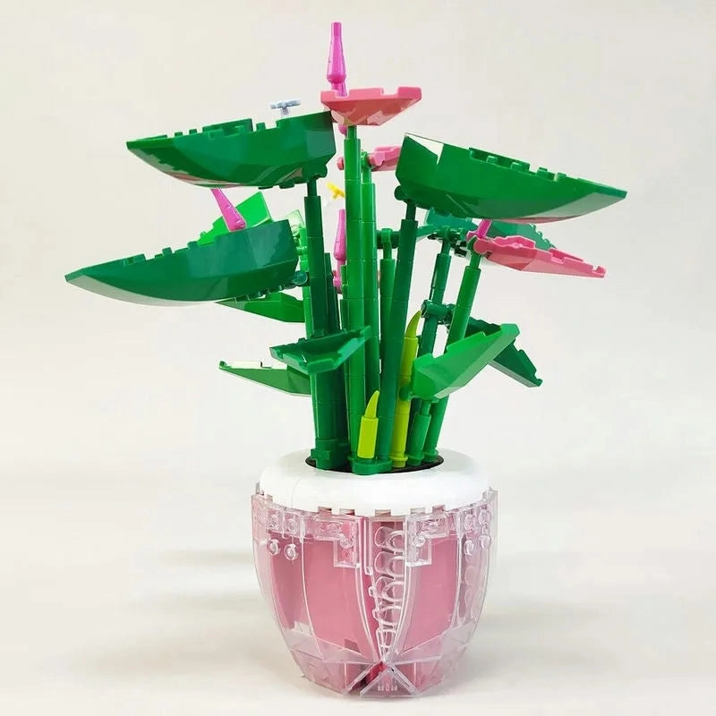 MOC Idea Potted Palm Pink Plants Bricks Kids Toys