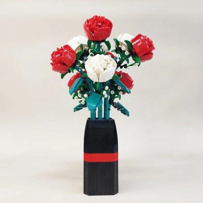 MOC Idea Potted Rose Flower Plant Bricks Kids Toys
