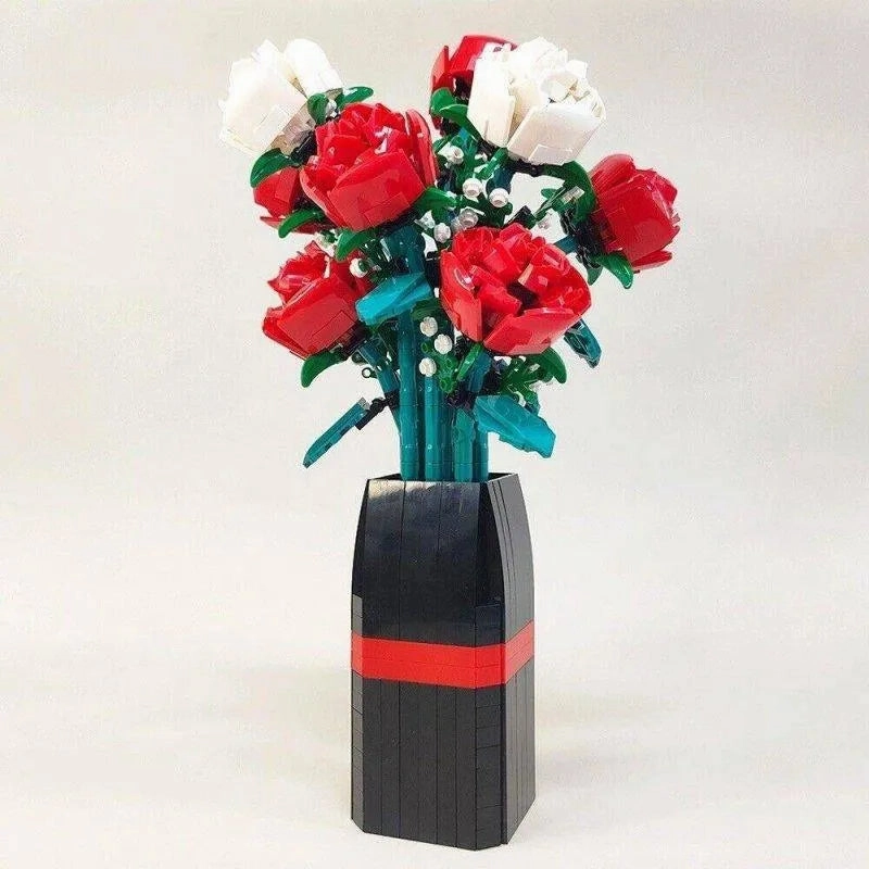 MOC Idea Potted Rose Flower Plant Bricks Kids Toys