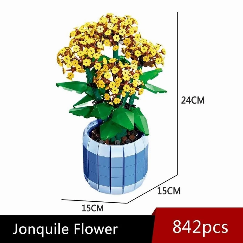 MOC Ideas Potted Jonquil Plant Bricks Kids Toys