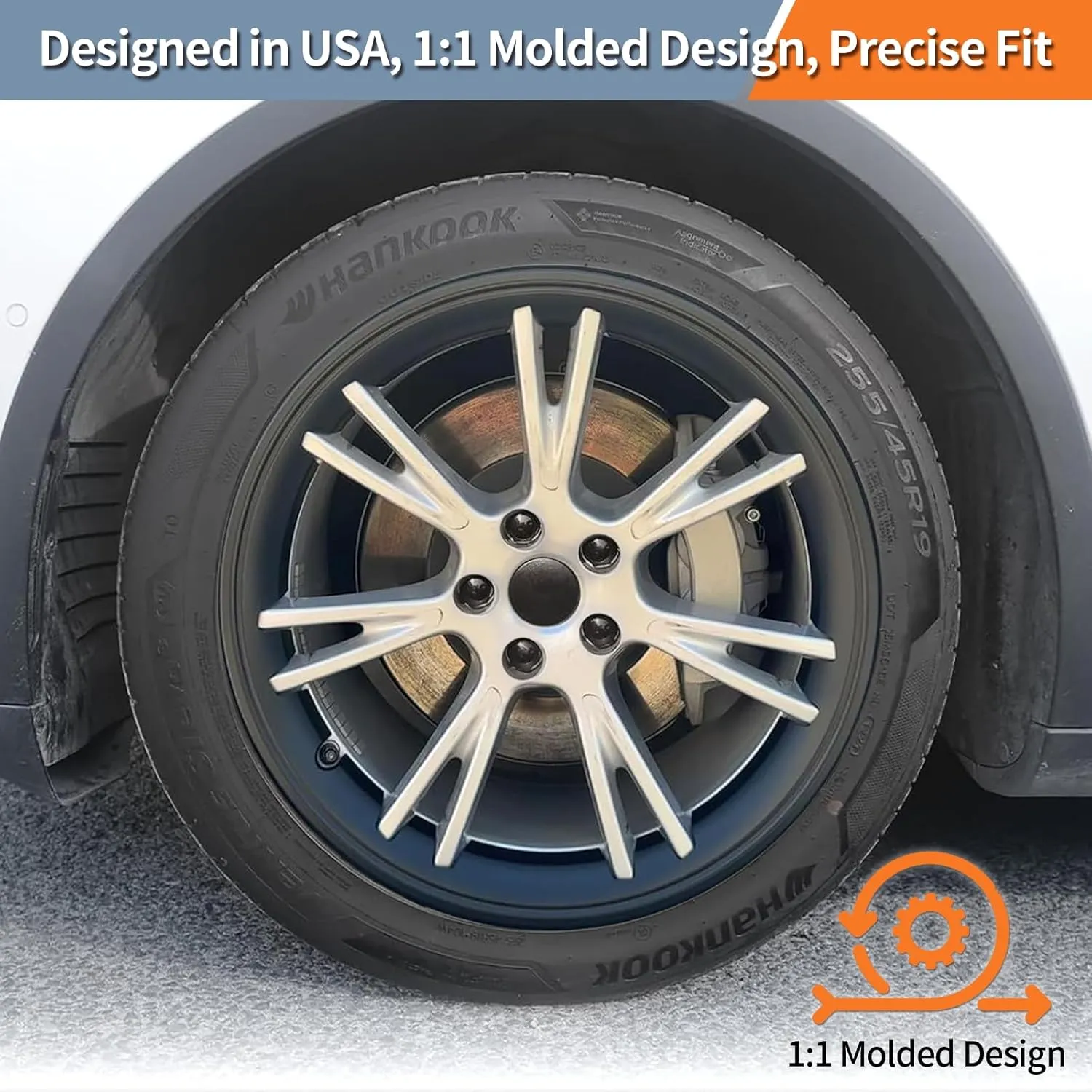 Model Y Rim Protector 19inch Wheels for Tesla 19 inch Wheel Rim Protector All-in-one Guard Hubcap Cover Tire Trim Rings for Model Y Exterior Accessories Curb Rash Prevention