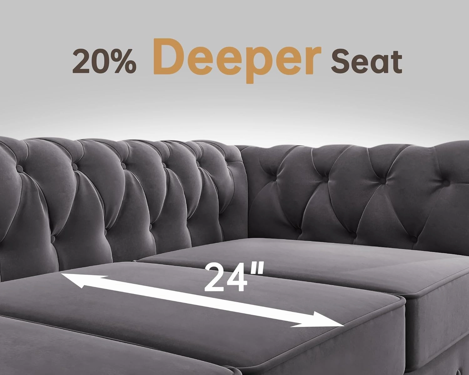 Morden Fort Classic Chesterfield Sofa Set 82'', Tufted Sofa Couch Set with Solid Wood Legs Thick Cushion, Pet-Friendly 3-Seater Sofas Couches for Living Room Bedroom Apartment - Velvet Grey