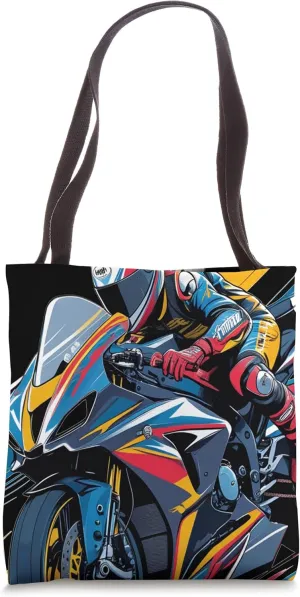 Motorcycle Rider Vintage Moto Grand Prix Light Knight Tote Bag