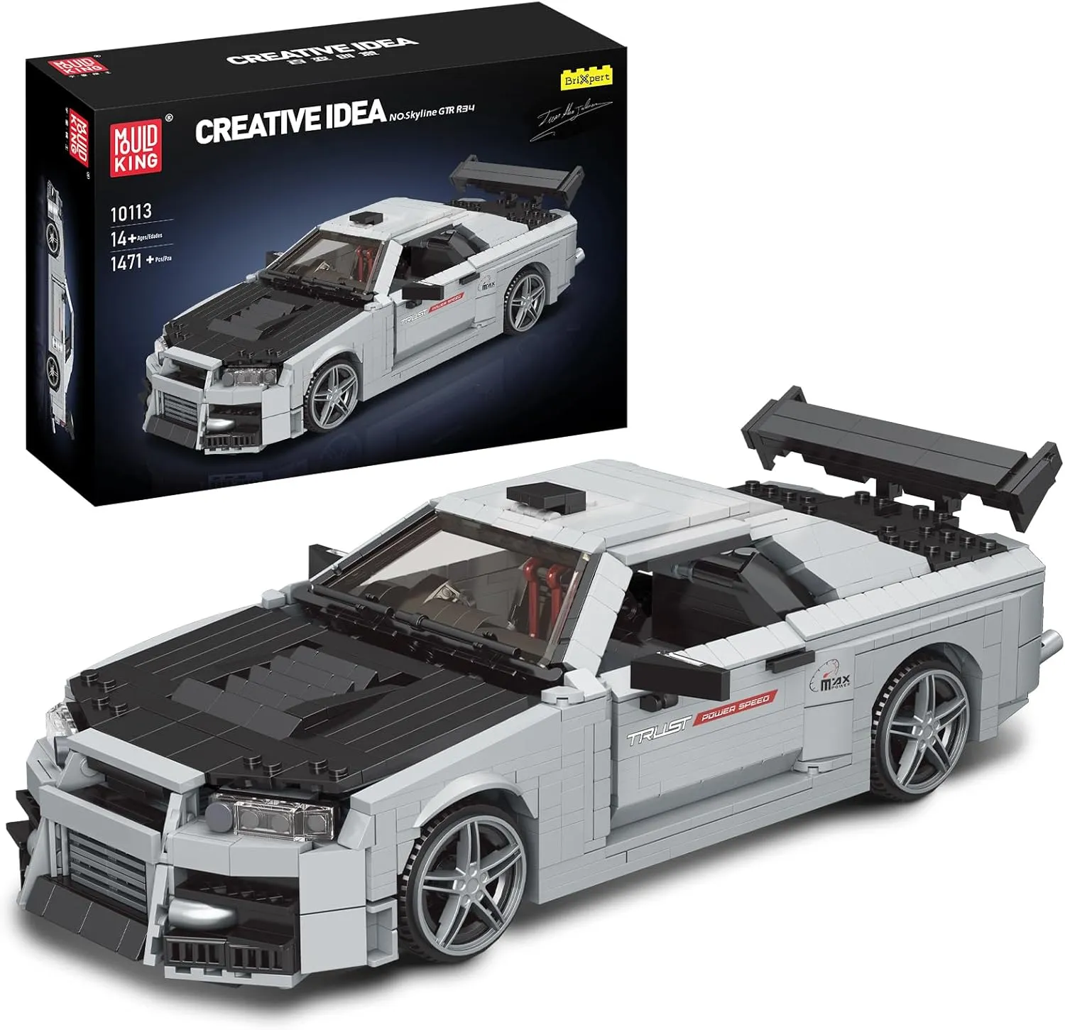 Mould King 10113 MOC Building Blocks Kit, Race Car Construction Toy, Adult Collectible Model Set, 1:16 Scale Sports Car for Kids (1471 Pcs)