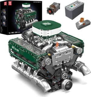Mould King 10182 V8 Engine Building Blocks Sets, MOC V8 Tank Engine Model Kit with Battery and Motor, Collectable 8-Cylinder Combustion Car Engine Model Toys for Kids/Adults (2250 PCS)
