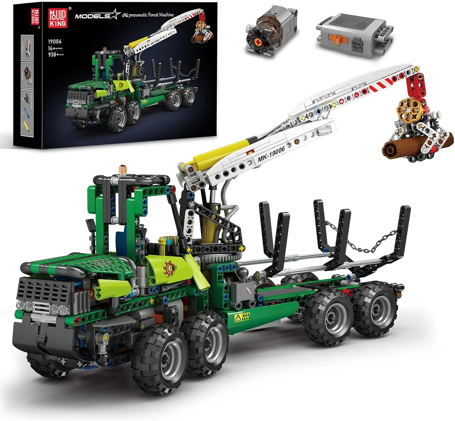 Mould King 19006 Pneumatic Forest Machine Building Kits, MOC Forest Tractor Building Set Construction Vehicles Model, Gift Toy for Kids Age 8  /Adult Collections Enthusiasts (938  Pieces)