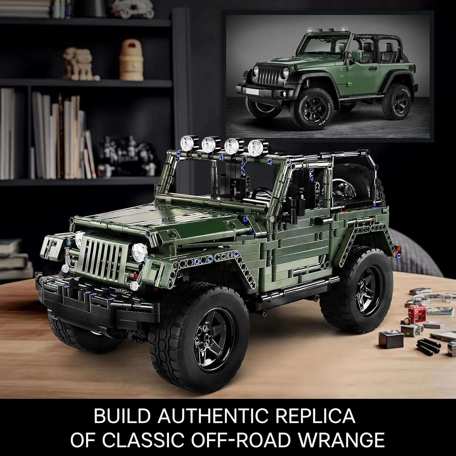Mould King Off-Road Pickup Wrange, 1:8 MOC Technique Building Set, Truck Engineering Model Car Toys for Adults (2,096 Pieces)