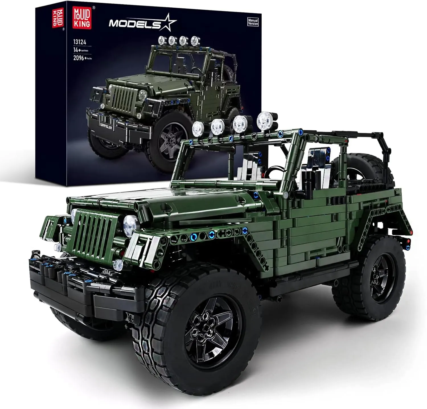 Mould King Off-Road Pickup Wrange, 1:8 MOC Technique Building Set, Truck Engineering Model Car Toys for Adults (2,096 Pieces)