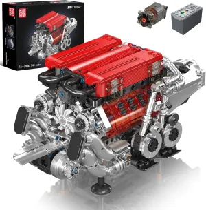 Mould King W16 Engine Model Kits - Build Your Own Supercar Engine Toy, MOC Engineering Building Blocks Kits That Run, Twin V8 Engine Building Kits with Motor, STEM Toy for Adult Teen Kids(955 Pieces)