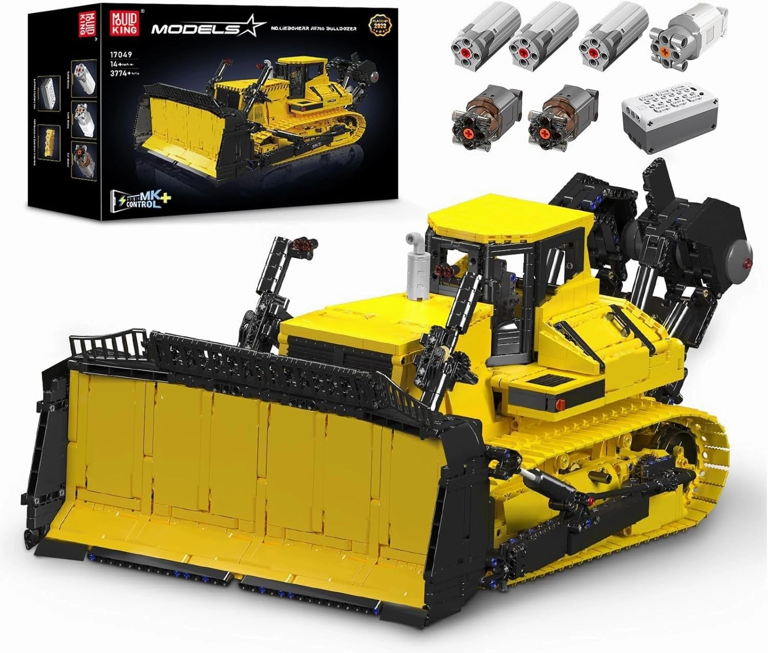 Mould King 17049 Crawler Bulldozer Building Kits, MOC Building Blocks Construction Vehicles Model with Motor/APP Remote Control, Gift Toy for Kids Age 8  /Adult Collections Enthusiasts (3774  Pieces)