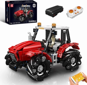 Mould King 18037 Wheeled Tractor Building Block Kits, 360° Fully Movable Red Farm Tractor with Remote Control, Gift for Kids Age 8 /Adult Collections Enthusiasts (1392  PCS)