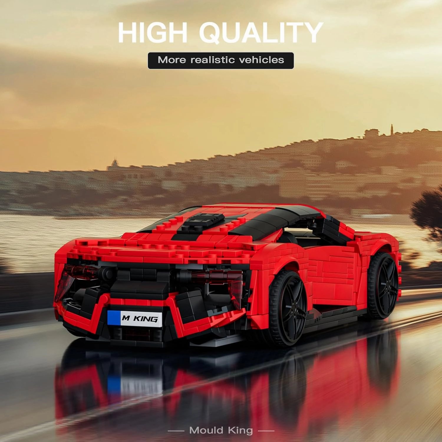 Mould King Car Building Sets, 1:12 Scale Red Sports Car Model, 10117 Collectible Toys Building Kits, Build and Display Construction Set for Adults Boys Kids Aged 14  (1311 Pieces)