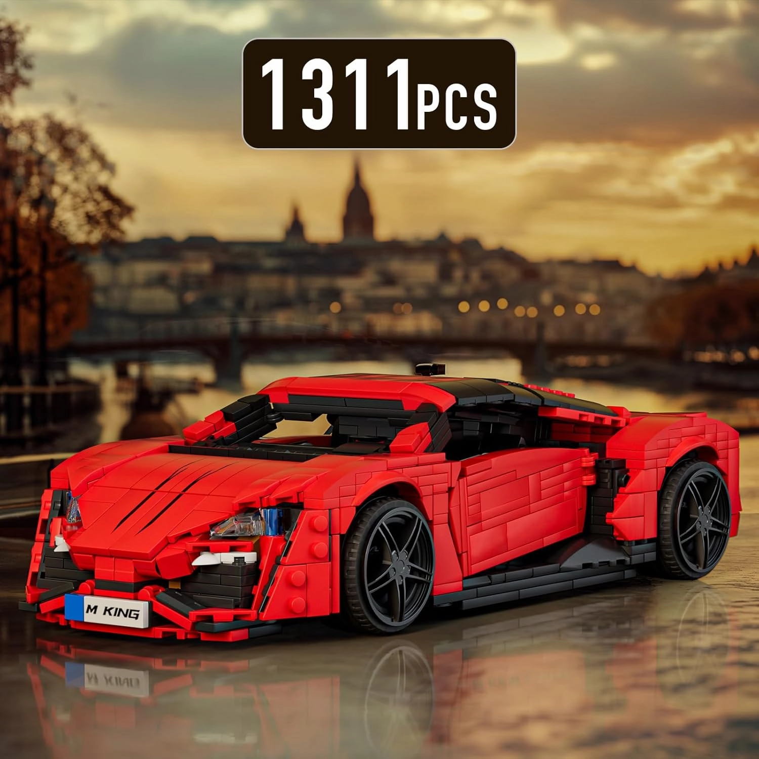 Mould King Car Building Sets, 1:12 Scale Red Sports Car Model, 10117 Collectible Toys Building Kits, Build and Display Construction Set for Adults Boys Kids Aged 14  (1311 Pieces)