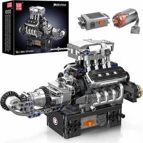 Mould King V8 Engine Building Blocks Sets, V8 Engine Model kit That Run, Build Your Own STEM Model Engine, 8-Cylinder Car Engine Building Engineering Toys for Kids/Adults Collections(737 PCS)