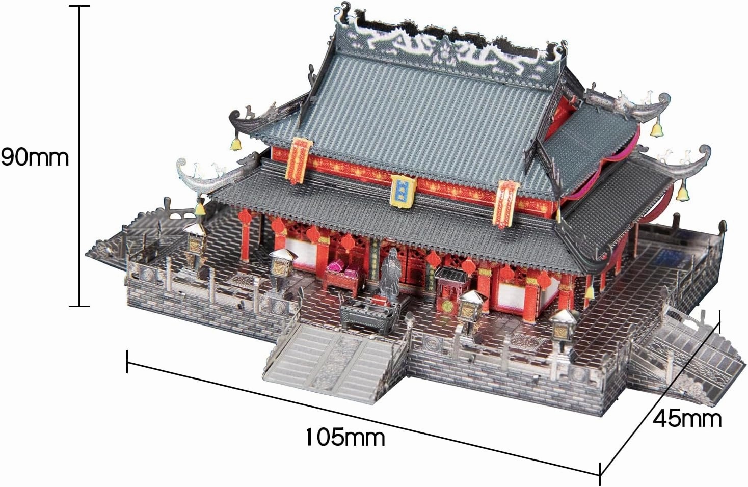 MU 3D Metal Puzzle for Adult Confucius Temple, Religious Building Chinese Gardens Castle Palace Architecture Model Kits Nightlight Miniature Building, Birthday Gift Home Decor