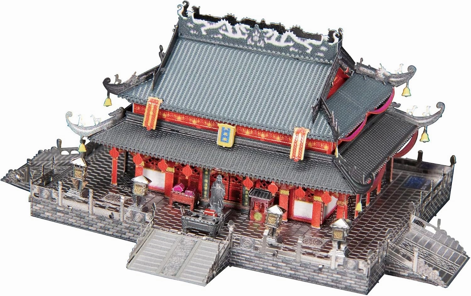 MU 3D Metal Puzzle for Adult Confucius Temple, Religious Building Chinese Gardens Castle Palace Architecture Model Kits Nightlight Miniature Building, Birthday Gift Home Decor