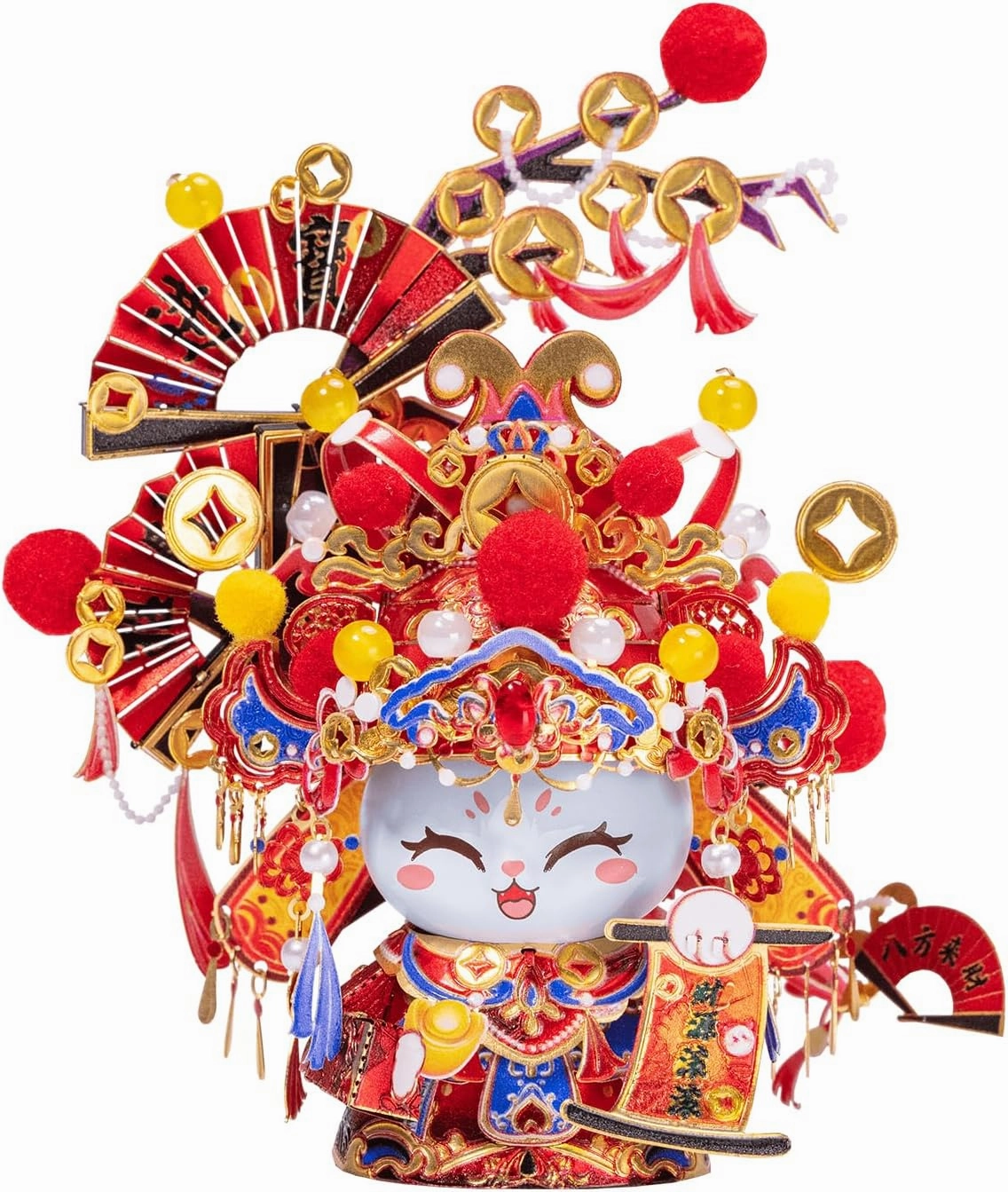 MU 3D Metal Puzzles for Adult The Cat Series-The God of Wealth Kitty, Metal Models Kits Miniature Building, Men Hobby Birthday New Year Gifts Home Desk Office Decor Collectibles