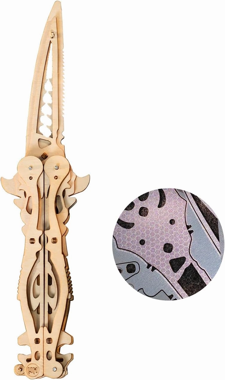 MU 3D Wooden Knife Puzzle DIY Wood Assembled Knife Model Metal Puzzles for Adults, Military Model Wooden Swords Guns Model Kits Building DIY Set, Mechanicals Wooden Toys Gift to Father Brother Purple