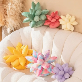 Multi Coloured Succulent Stuffed Toy Cushions