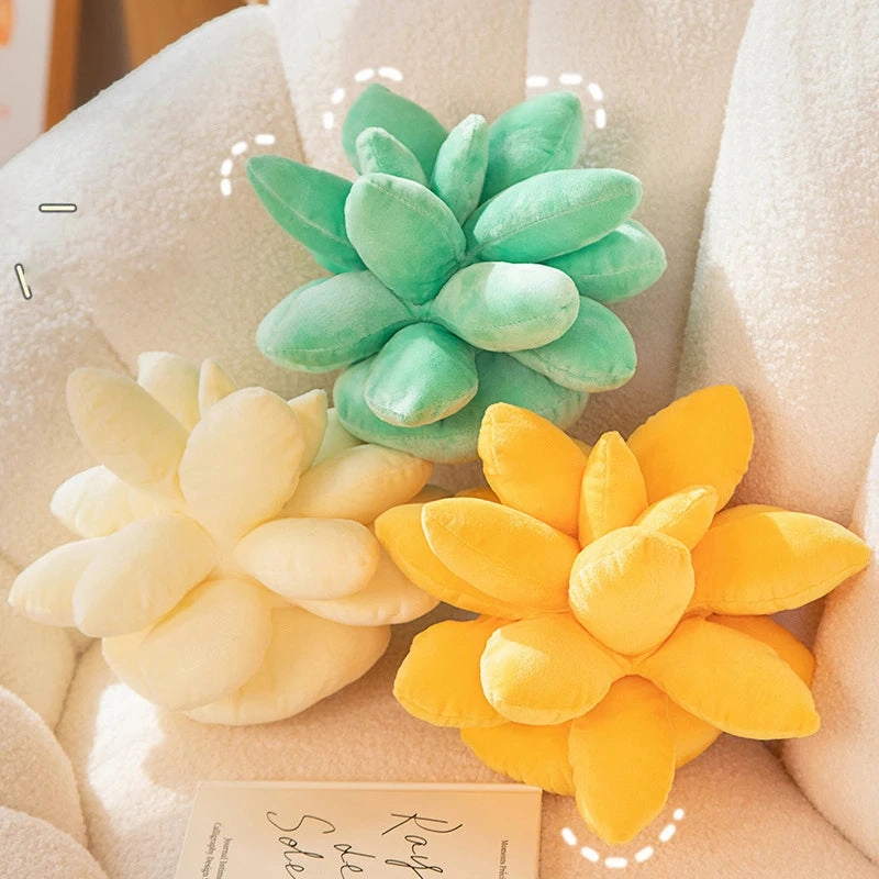 Multi Coloured Succulent Stuffed Toy Cushions