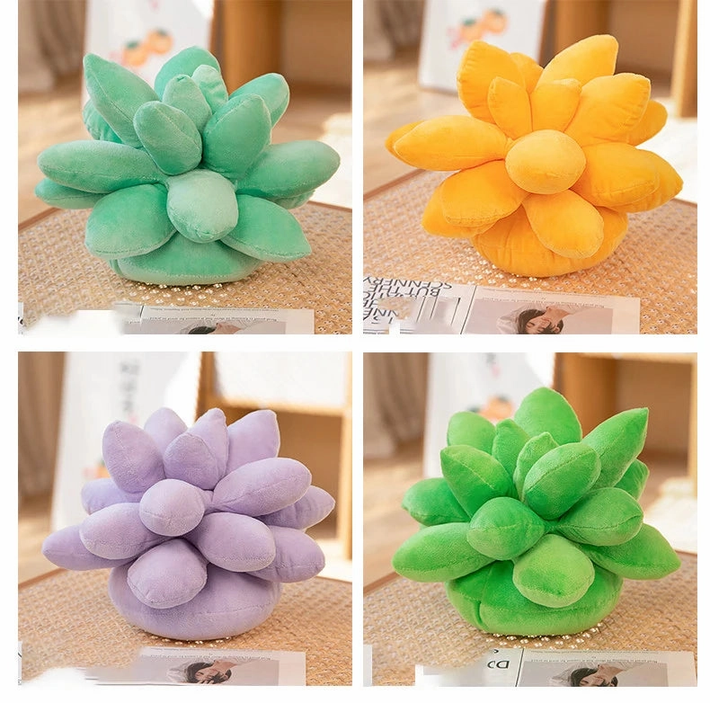 Multi Coloured Succulent Stuffed Toy Cushions