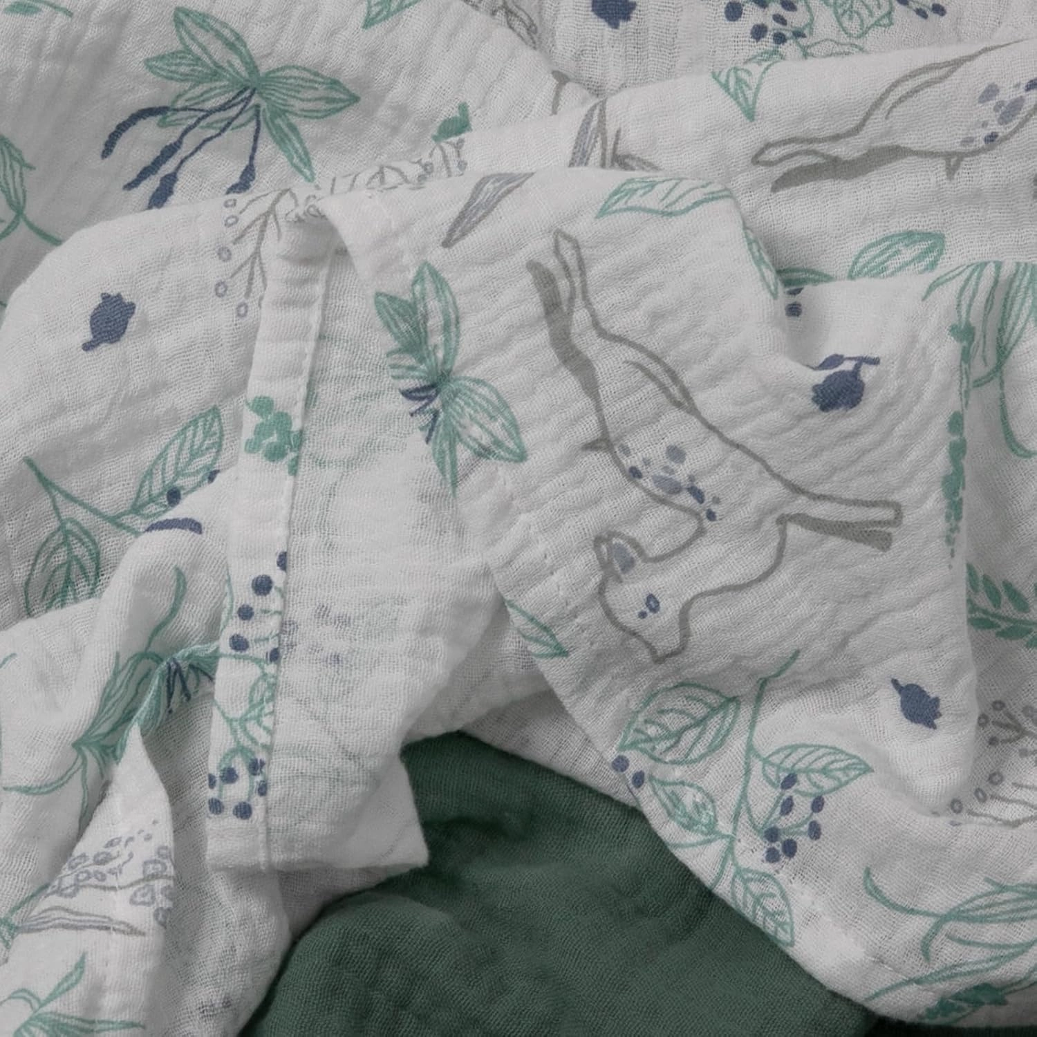 Muslin Swaddle Blankets for Newborn, 3 Pack Breathable Soft Receiving Blanket, Large 38 x 40 inches Swaddle Wrap Burping Clothes Diapers, Essentials Infant Shower Items, Toddler Gift (Fawn & Leaves)