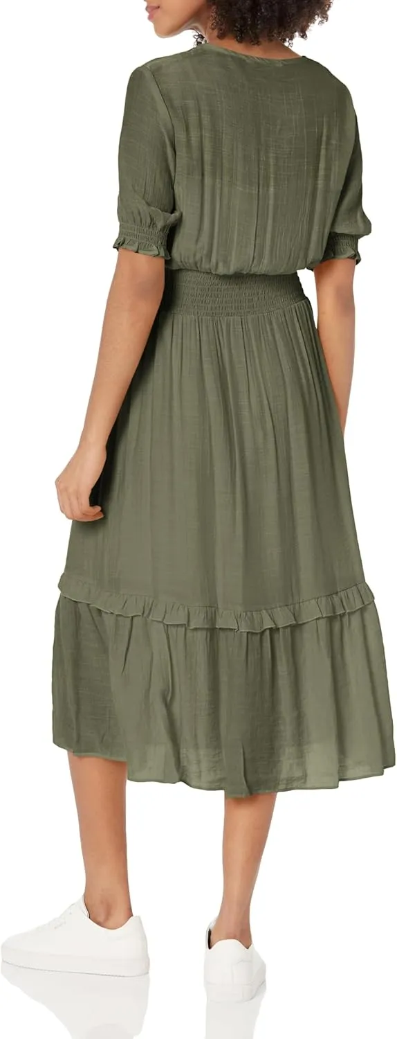 Nanette Nanette Lepore Women's Maxi Caribbean Texture Dress with Smock Waist and Button Chest