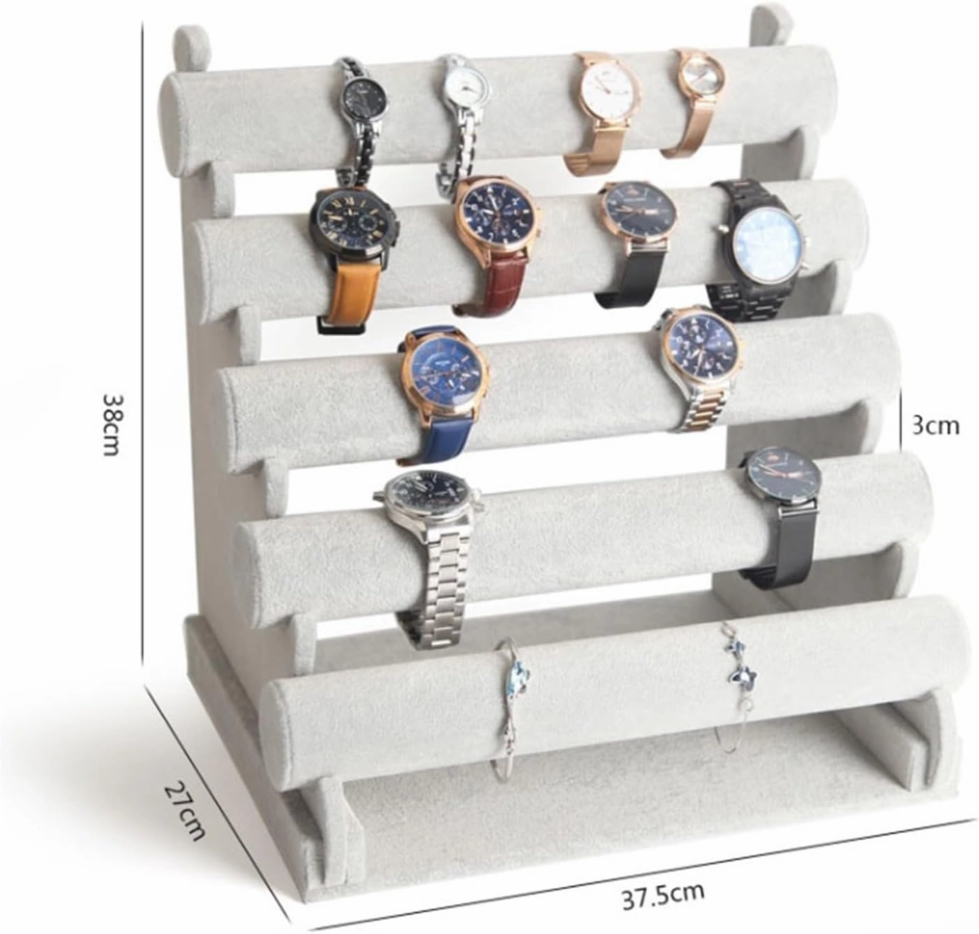 Necklace Holder 5 Tier Bracelet Holder Jewelry Display Stand Detachable Velvet Bracelet Watch Display Stand Necklace Storage Holder Display Shelf(Color:B)