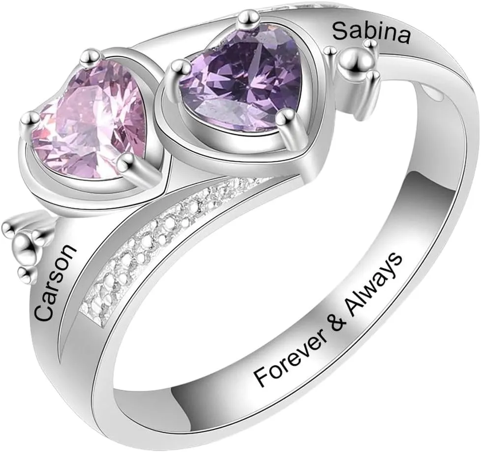 New 2026 Jewelora Personalized Name Promise Rings For Women Silver Color Customize Heart Birthstone Wedding Ring Gift Jewelry Fashion Luxury Accessories Creative