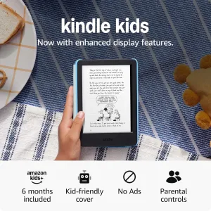 New Amazon Kindle Kids (16 GB) - If it breaks, we will replace it, includes ad-free books and cover, with glare-free display, faster page turns - Ocean Explorer