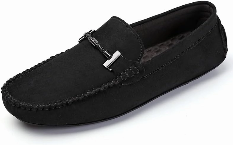 New Mens Loafers Shoe Suede Vamp Round Toe Driving Shoes Lightweight Comfortable Flat Heel Classic Slip-on