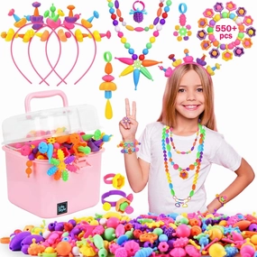 NIDOOT Pop Beads, Girls Jewelry Making Kit, Bracelet Making Kit for Girls, 550Pc  Snap Beads for Kids, Girl Toys Age 4-5, 5 6 Year Old Girl Gift, Crafts for Kids Ages 3-12