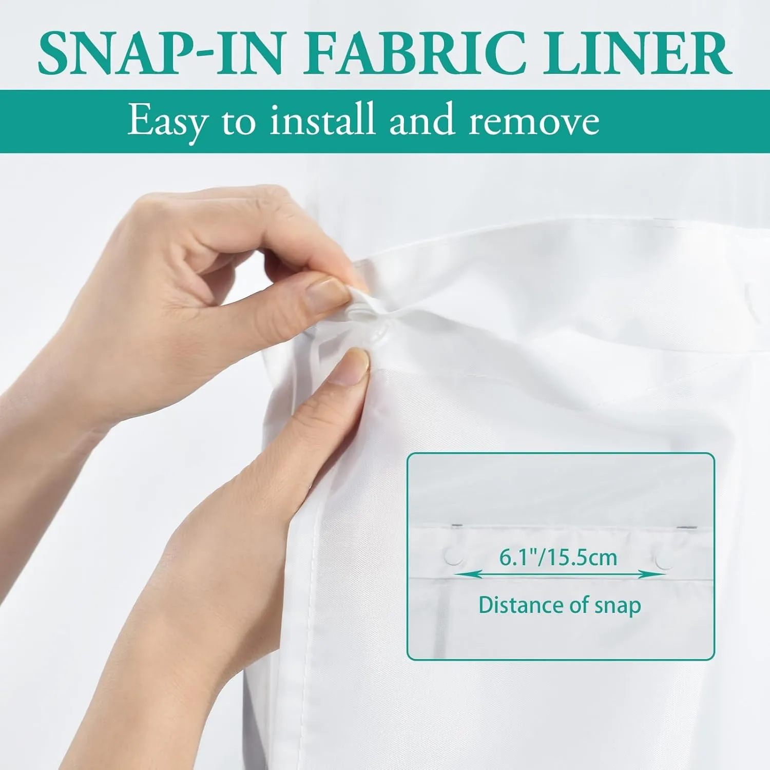 No Hook Geometric Striped Shower Curtain with Snap in Fabric Liner Set - Hotel Shower Curtain and Liner Set with See Through Mesh Top Window,Machine Washable, 71x74 INCH- Grey & White Chevron