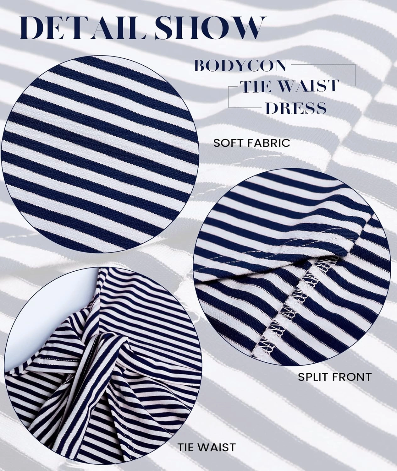 NOLLSOM Women Casual Sleeveless Striped Tank Midi Dresses Halter Neck Ruched Bodycon Dresses Tie Waist T Shirt Summer Dress