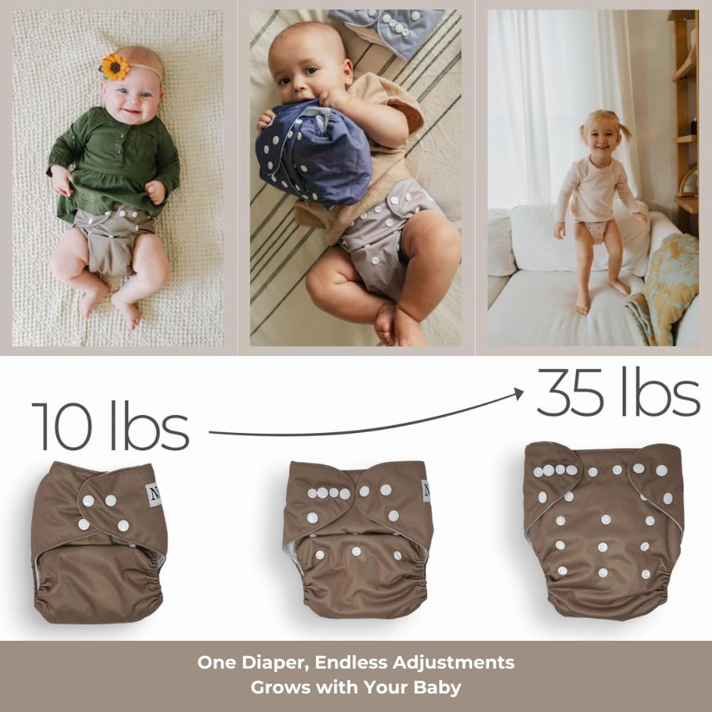 Nora's Nursery Cloth Pocket Diapers 4 Pack with 4 Inserts - Waterproof Cover, Washable, Reusable & One Size Adjustable Pocket Diapers for Newborns and Toddlers - The Bee's Knees