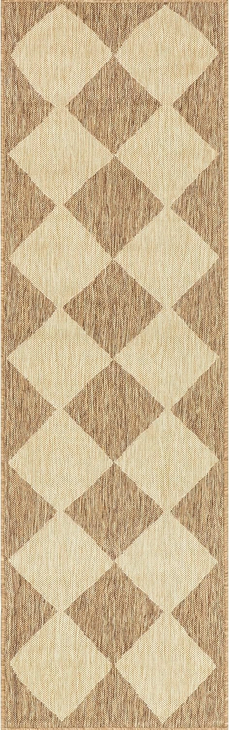 nuLOOM 2' x 8' Outdoor Performance Area Rug, Stain Resistant, Weather Resistant, High Traffic, Patio, Balcony, Outside, Sabina Brown