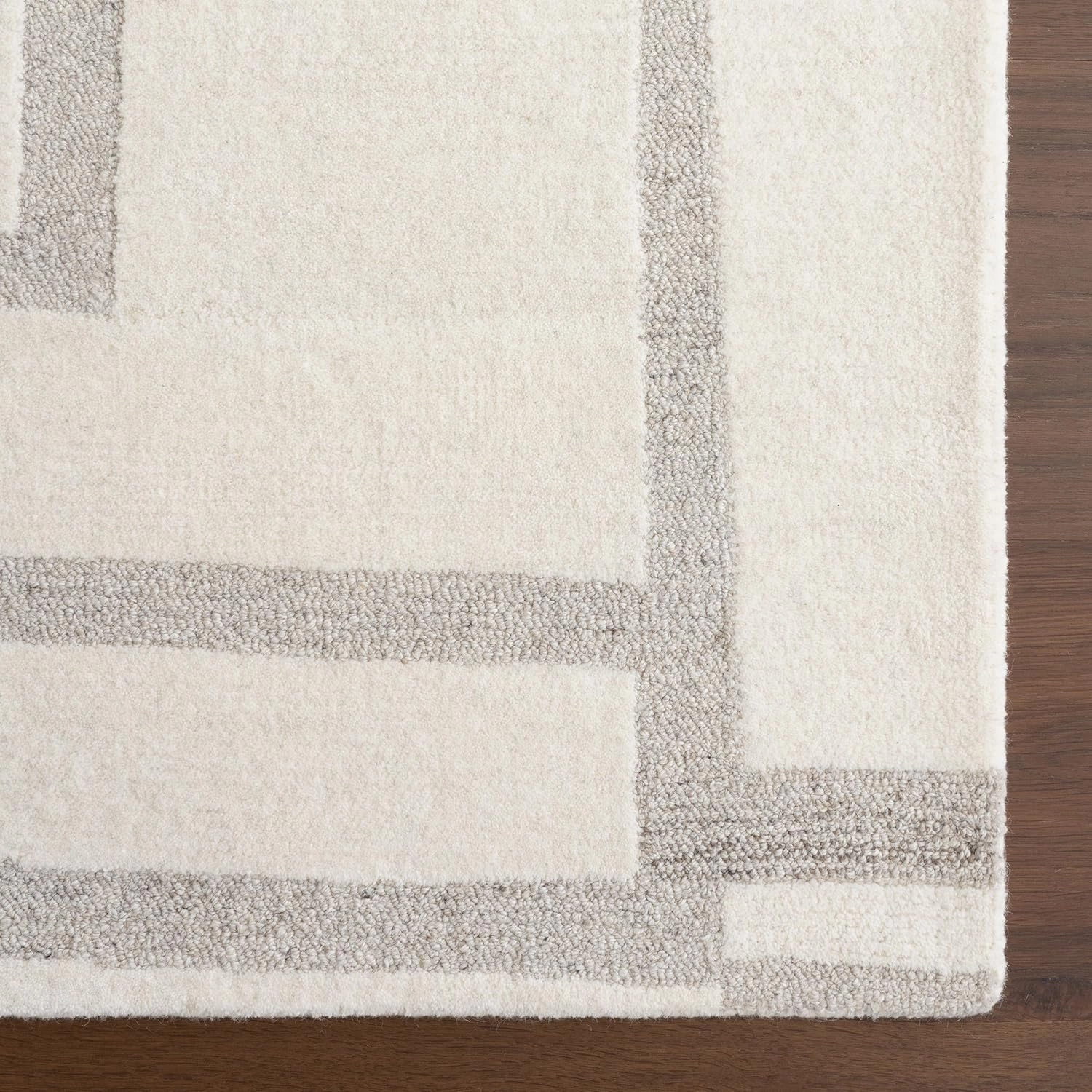 nuLOOM Aeris Geometric 5x8 Wool Area Rug for Living Room Bedroom Dining Room Kitchen, Ivory/Grey