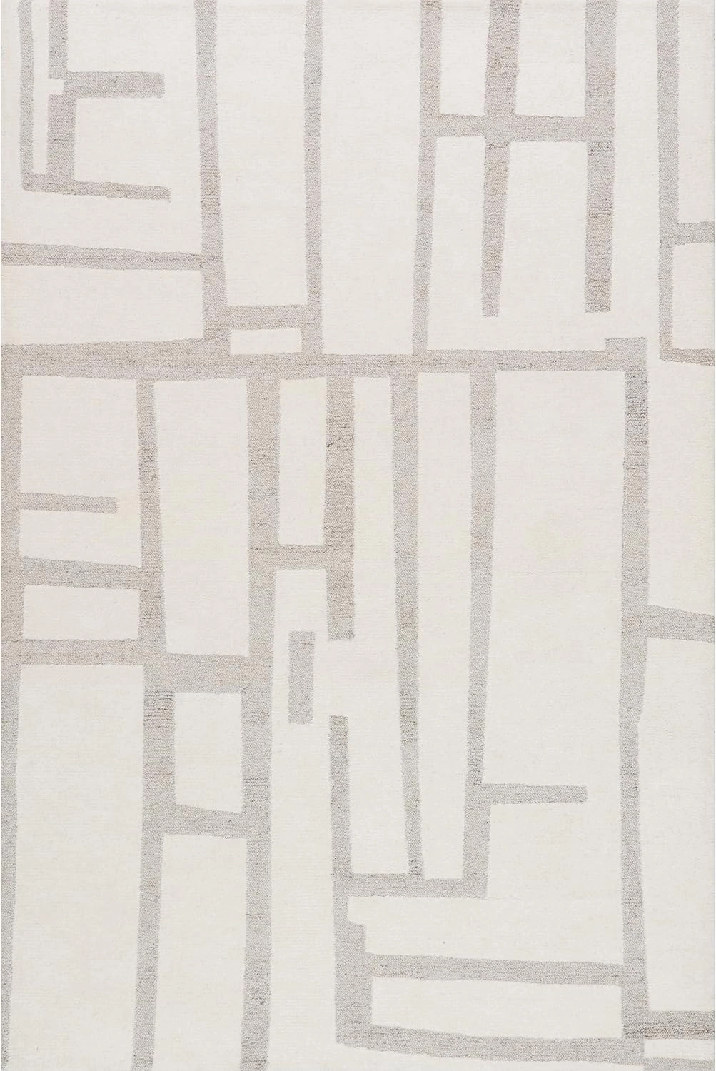 nuLOOM Aeris Geometric 5x8 Wool Area Rug for Living Room Bedroom Dining Room Kitchen, Ivory/Grey