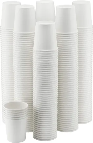 NYHI 300 Pack 6 oz White Paper Disposable Coffee Cups Hot Cold Beverage Drinking Cup for Water Juice Espresso Tea Ideal for Water Coolers Party