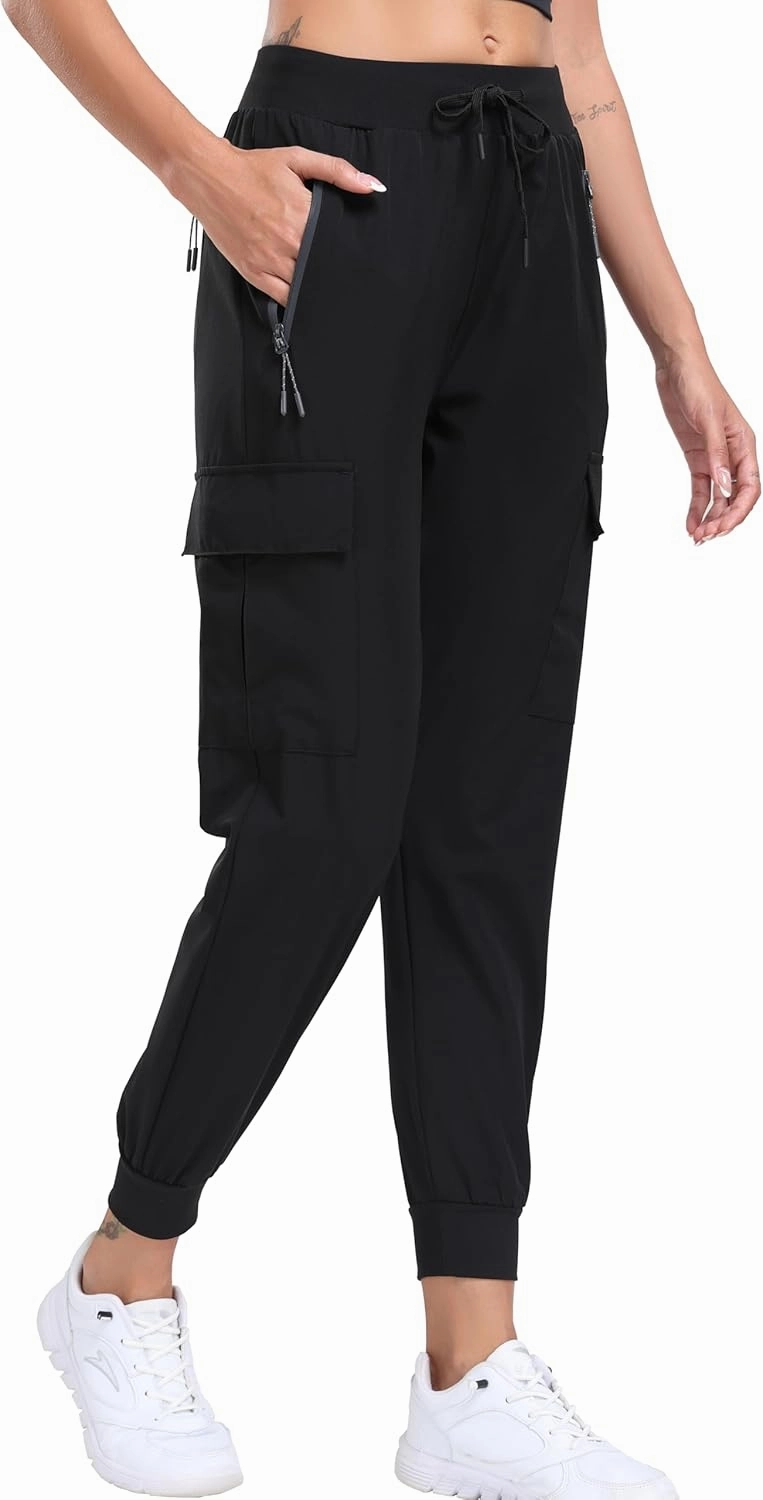 Oalka Women's Cargo Hiking Pants Lightweight Travel Pockets Joggers Quick Dry