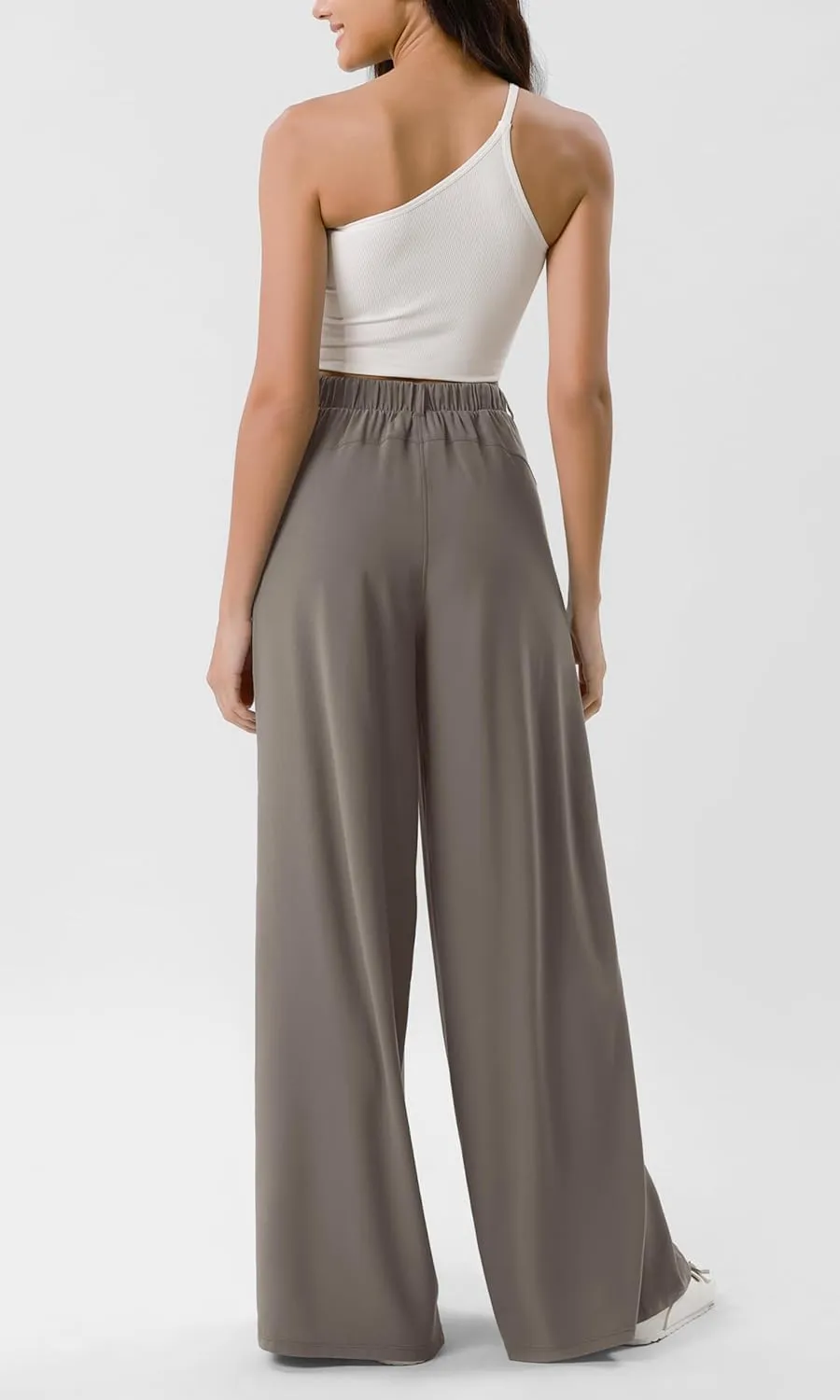 ODODOS Chiffon Flowy Pleated Wide Leg Pants for Women Lightweight High Waist Trouser with Pockets-27/29" /31" Inseam