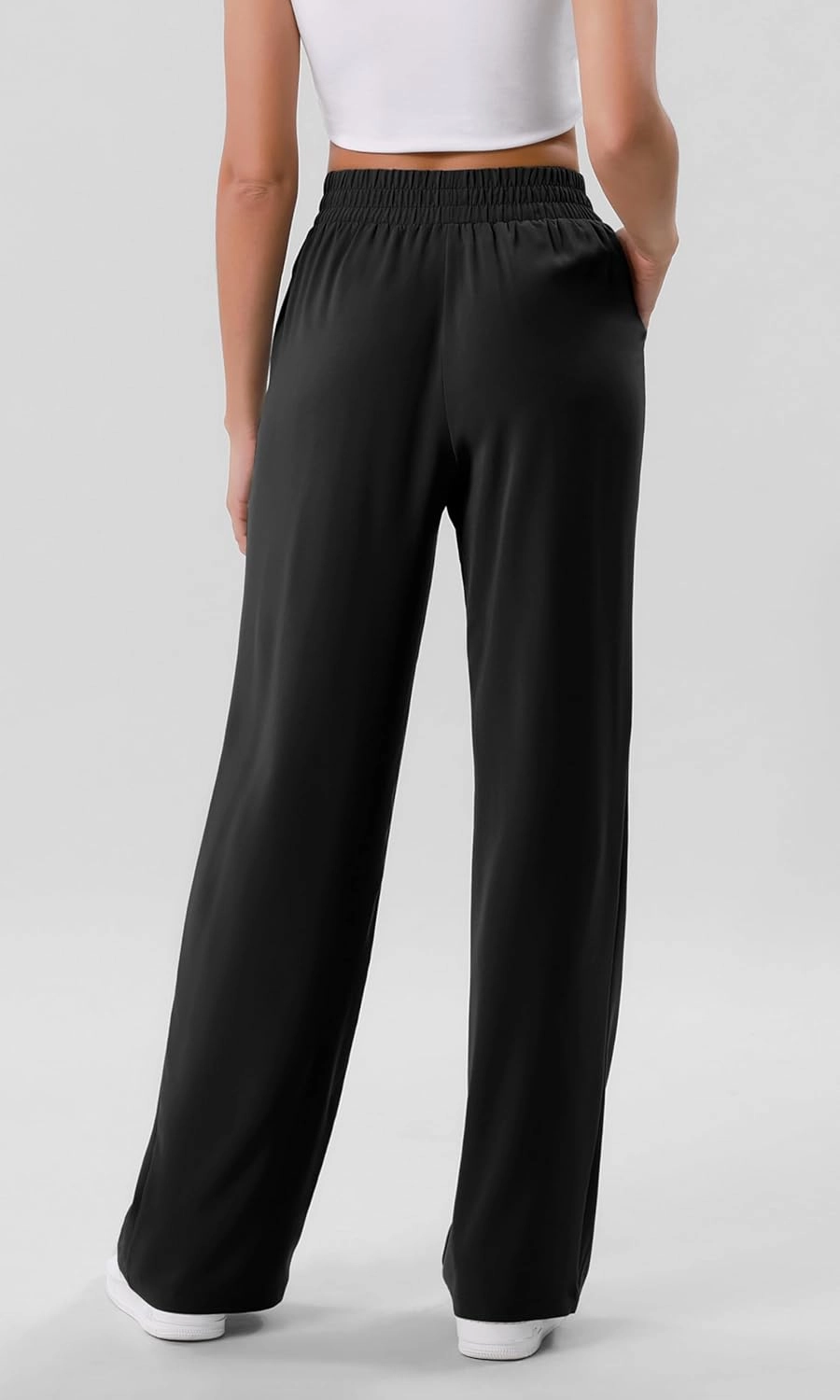 ODODOS Chiffon Flowy Wide Leg Pants for Women Lightweight High Waist Pull-On Pants with Pockets- 27" / 29" /31" Inseam