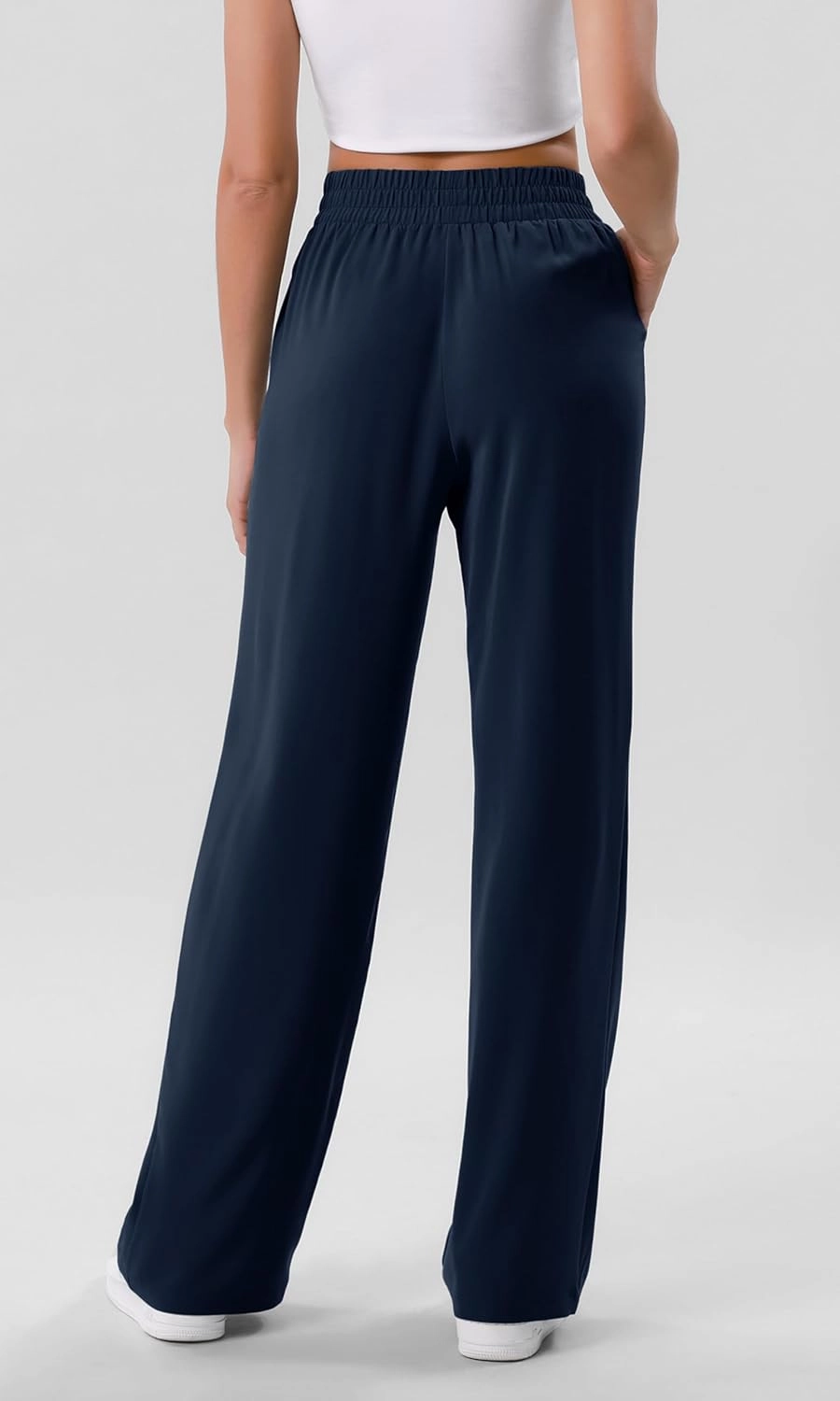 ODODOS Chiffon Flowy Wide Leg Pants for Women Lightweight High Waist Pull-On Pants with Pockets- 27" / 29" /31" Inseam